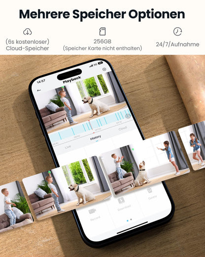 ieGeek 2K Überwachungskamera Innen SC1, WLAN Babyphone mit Nachtsicht