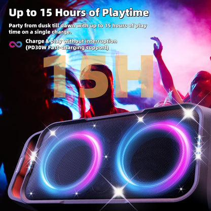 Foxdawn PT300 Bluetooth Partylautsprecher 240W mit LED-Lichtshow
