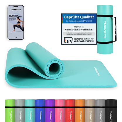 MSPORTS Gymnastikmatte Premium 190 x 100 cm, Aquamarin, phthalatfrei