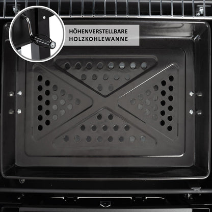 BBQ-Toro Holzkohlegrill Grillwagen BBQ15 mit Deckelthermometer