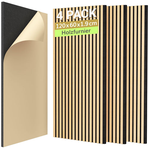 TONOR 3D Holzfurnier Akustikpaneele selbstklebend - Eiche. 3D-Textur, Eiche-Optik. Schallabsorption für Raumakustik, selbstklebend.