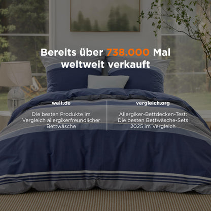 BEDSURE Wendebettwäsche 135x200 cm 4-teilig, Baumwolle Blau