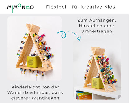 MIMONDO Tonieregal für 60 Tonies aus Holz - Stehend & Hängend