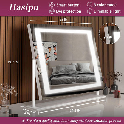 Hasipu LED Schminkspiegel 55x45 cm - 10x Vergrösserung Weiss