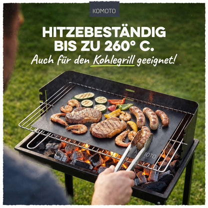 KOMOTO Grillmatte 6er Set 50x40 cm, extra dick, hitzebeständig