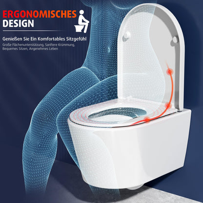 Rainsworth Spülrandlos Wand-WC Tiefspül m. Absenkautomatik - Weiss, 48.5cm