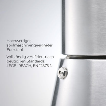NEVO Espressokocher Induktion aus Edelstahl, 6 Tassen (300 ml)