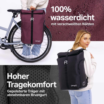 otinga® Flip V3 Fahrradtasche Rucksack 34L – für Gepäckträger