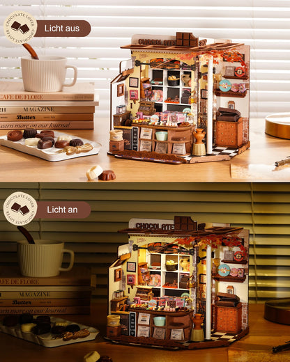Rolife Miniatur Haus Henrys Schokoladenladen, 330-teiliger Holzbausatz