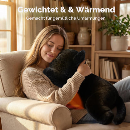 Mewaii Gewichtskuscheltier Schwarze Katze mit Wärmekissen, 2,3 kg