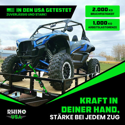 Rhino USA Schwerlast-Ratschengurt-Set 4er-Pack, 4 cm x 2,4 m, Grün