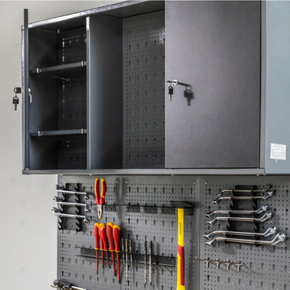 Ondis24 Kurt Werkstatt Hängeschrank abschliessbar - Grau Schwarz 120 cm