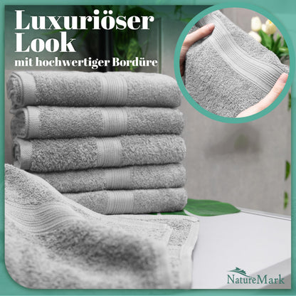 NatureMark Handtuch-Set 8-teilig, Baumwolle, 50x100 cm, Silbergrau