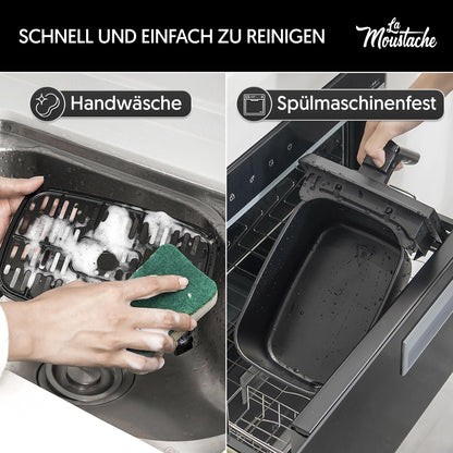 La Moustache DuoFry Gray Heissluftfritteuse - XXL 2 Fächer 8L