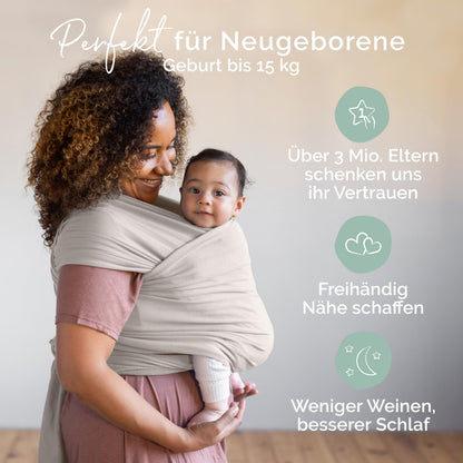 Boba Babytragetuch aus Baumwollfrottee, ab Geburt bis 15 kg, Beige