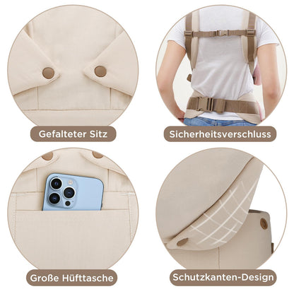 GAGAKU Babytrage ergonomisch mit Nackenstütze, 3,2-15 kg, Khaki