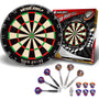 WIN.MAX Bristle Dartscheibe Set mit 6 Steeldarts und 12 Flights, Sisal-Board mit ultradünner Stahlspinne