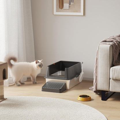 Lifewit Edelstahl Katzenklo Offen XXL – 60x40x30 cm Schwarz