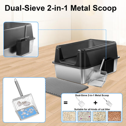 Marchul Katzentoilette Edelstahl geschlossen mit Schublade und Matte