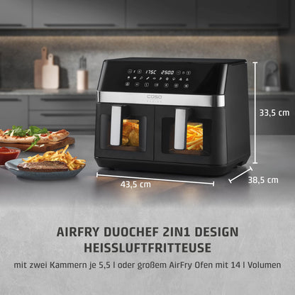CASO AirFry DuoChef Heissluftfritteuse – 2in1 Air Fryer 14L Ofen