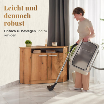 PRIORPET Katzenklo Edelstahl XXL mit hohem Rand, Schaufel und Matte