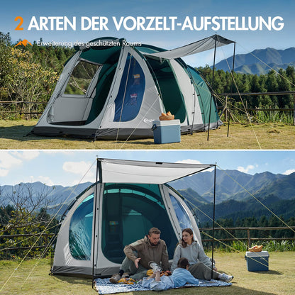 PORTAL 4Plus Familien Campingzelt - 5 Personen Tunnelzelt