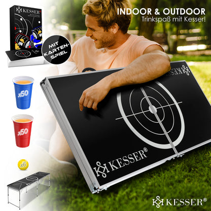 KESSER Beer Pong Tisch Set – Klappbar, höhenverstellbar, mit Kartenspiel