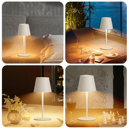 lundwa LED Akku Tischlampe kabellos dimmbar, 3000 K, beige, 2er-Set