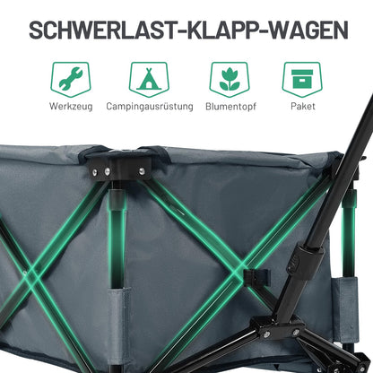 TIMBER RIDGE XXL Bollerwagen faltbar, Handwagen mit Getränkehalter