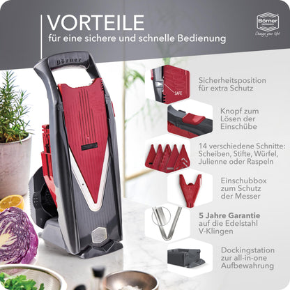 Börner Vital Gemüsehobel Profi Set - 12 Schnittarten Edelstahl