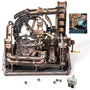 ROKR Marble Spaceport 3D Holzpuzzle Kugelbahn - LGC01 Motorbetrieben. Holzfarbene 3D-Kugelbahn, transportiert Marmorkugeln.
