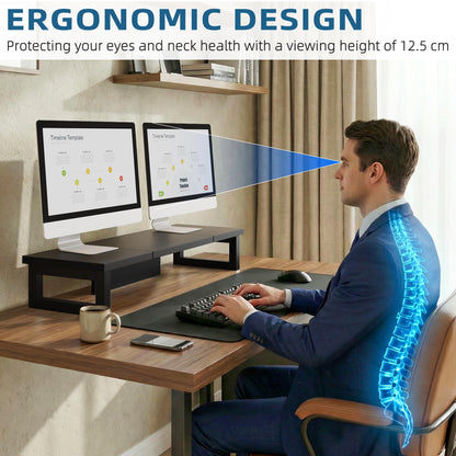 OYRREU Monitorerhöhung CS006 für 2 Monitore, 91x26 cm, schwarz