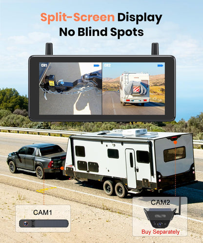 AUTO-VOX Solar Rückfahrkamera kabellos, 7,2-Zoll-Monitor, 1080P HD