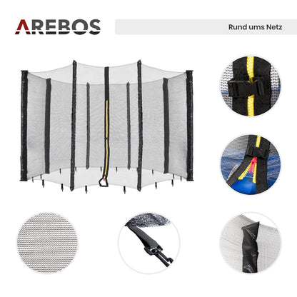 Arebos Randabdeckung und Sicherheitsnetz für Trampolin 305 cm