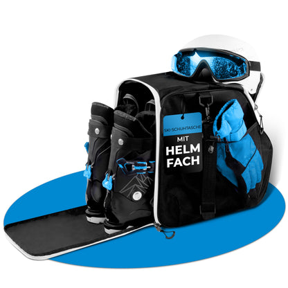 STYNGARD Skischuhtasche Zermatt mit Helmfach, 40 L, Schwarz-Weiss, stabiler Trageriemen