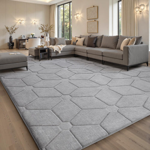 Sour Lemon Wohnzimmer Teppich. Grauer, rechteckiger Kurzflor-Teppich (160x230cm). Für Akustikdämpfung & Komfort im Wohnzimmer. Waschbar.