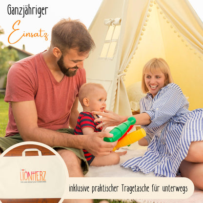 LIONHERZ® Tipi Zelt Kinder Stabil – Baumwolle Cremeweiss