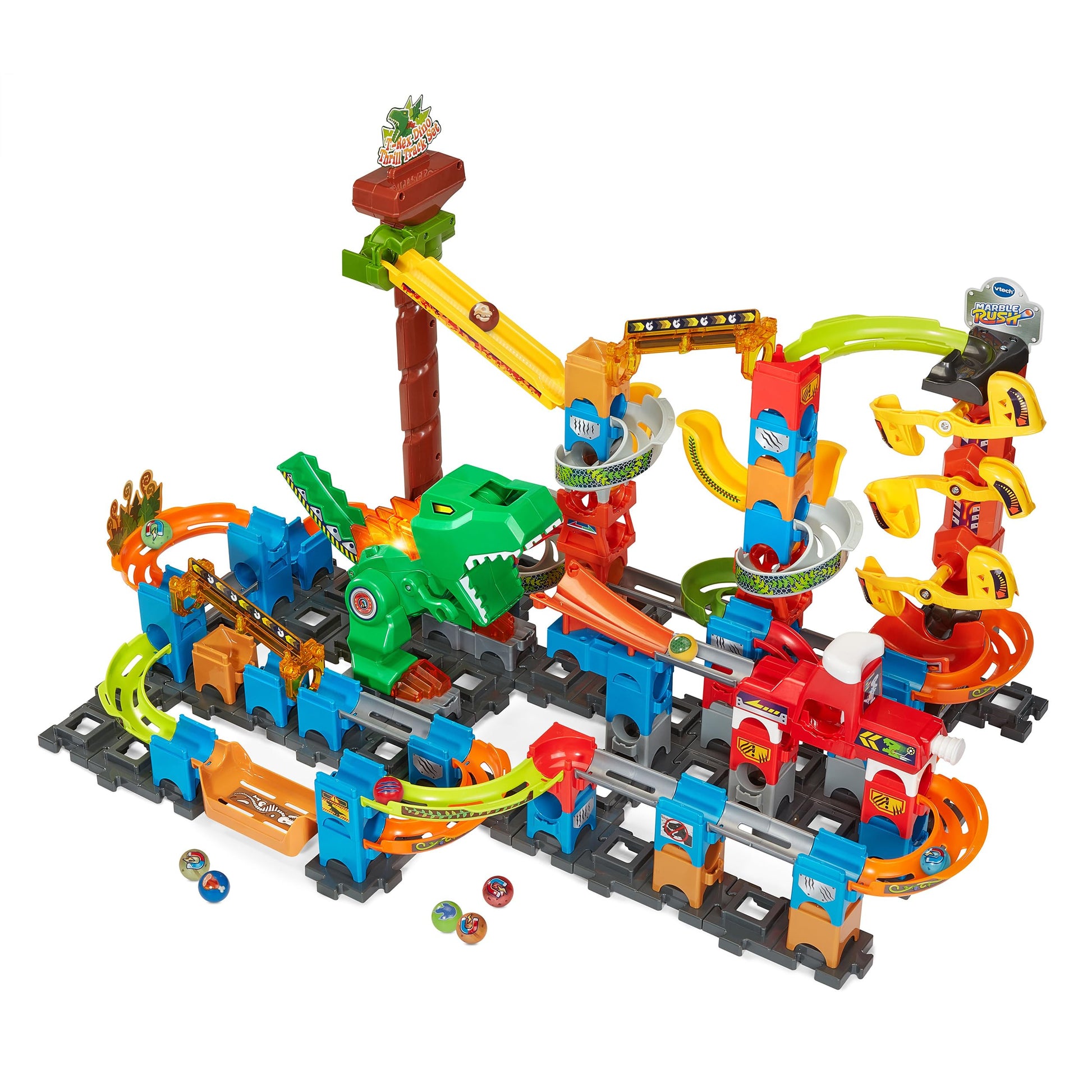 VTech Marble Rush Dino Adventures XL400 E Murmelbahn. Mehrfarbige Kunststoffmodule. Ermöglicht den Aufbau einer Laufstrecke für Murmeln.