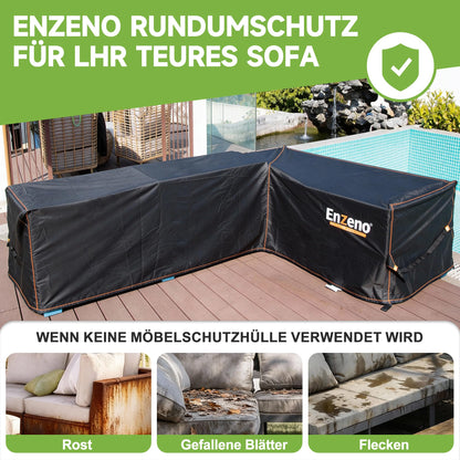 Enzeno Gartenmöbel-Abdeckung L-Form, wasserdicht, 255x255x87 cm
