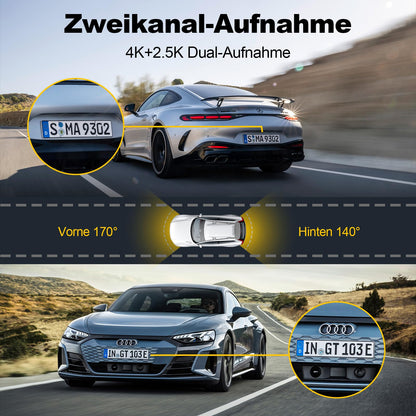 ZOBMIO A13 Dashcam Auto vorne und hinten mit 4K, GPS und WLAN