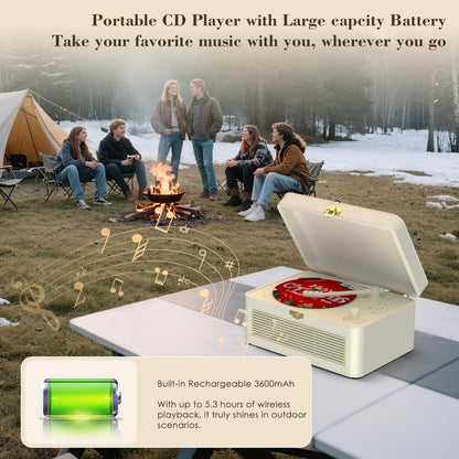 Kegaudio CD-Player tragbar mit Bluetooth, Radio, Lautsprecher, Weiss