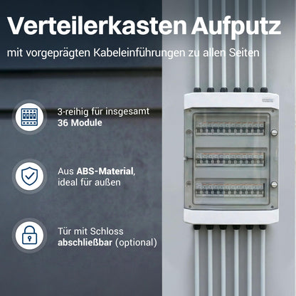 Intratec Verteilerkasten Aufputz IP65 3-reihig 36 Module Feuchtraum