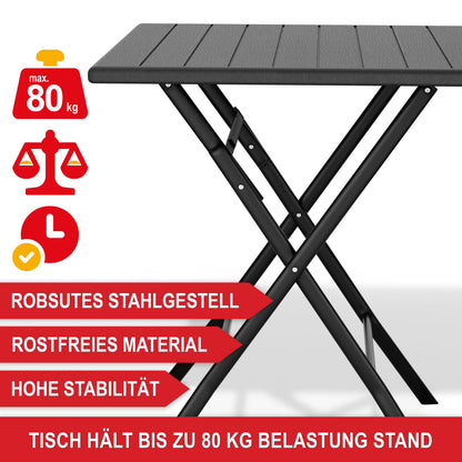 Onbest Balkontisch klappbar – Campingtisch in Holzoptik, eckig
