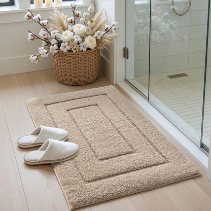 DEXI Badematte Mikrofaser rutschfest, Badteppich Beige 60 x 110 cm