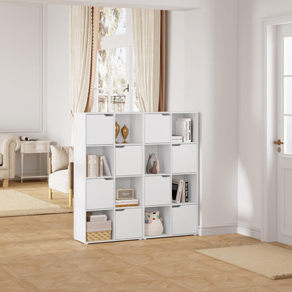 WOLTU Bücherregal SK039ws, Bücherschrank mit 4 Türen und 8 Fächern