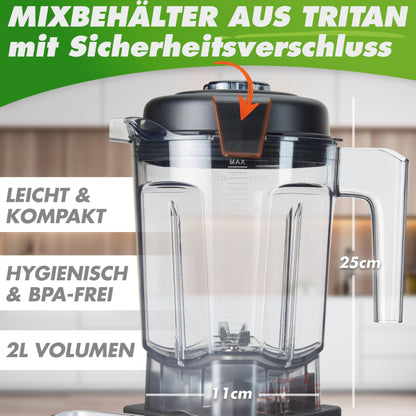Nutrilovers NUTRI-BLENDER MAX+ Standmixer 2000 W mit 2L Tritan-Becher