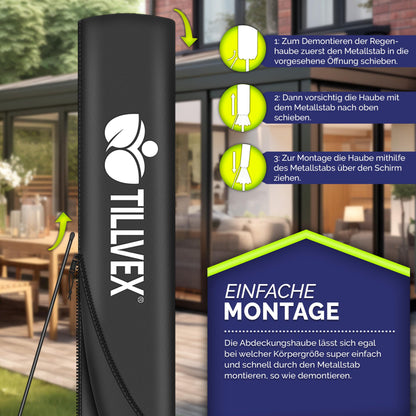 tillvex Ampelschirm Ø 300 cm Aluminium mit Kurbel, Anthrazit