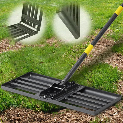 DAKEPOLE Nivellierrechen Rasenrechen Edelstahl 182 cm verstellbar mit 76 x 25 cm Nivellierplatte