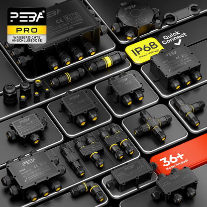 PEBA Abzweigdose IP68 wasserdicht, 3-Wege, Kabel 4-14 mm, 4 Stück