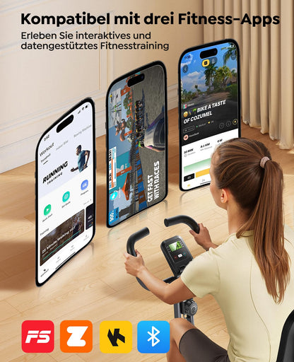 Toputure TEB4 Heimtrainer klappbar, 5-in-1 Ergometer mit App